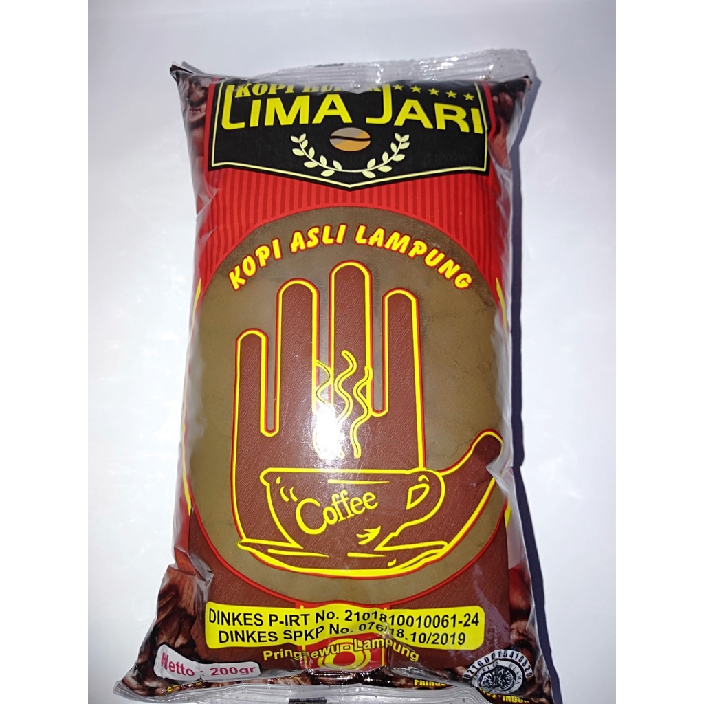 

Kopi Lampung / KOPI BUBUK LIMA JARI ASLI KOPI LAMPUNG 200 GR / TANPA CAMPURAN / RASA NIKMAT / AROMA LEZAT/ BOLEH COD