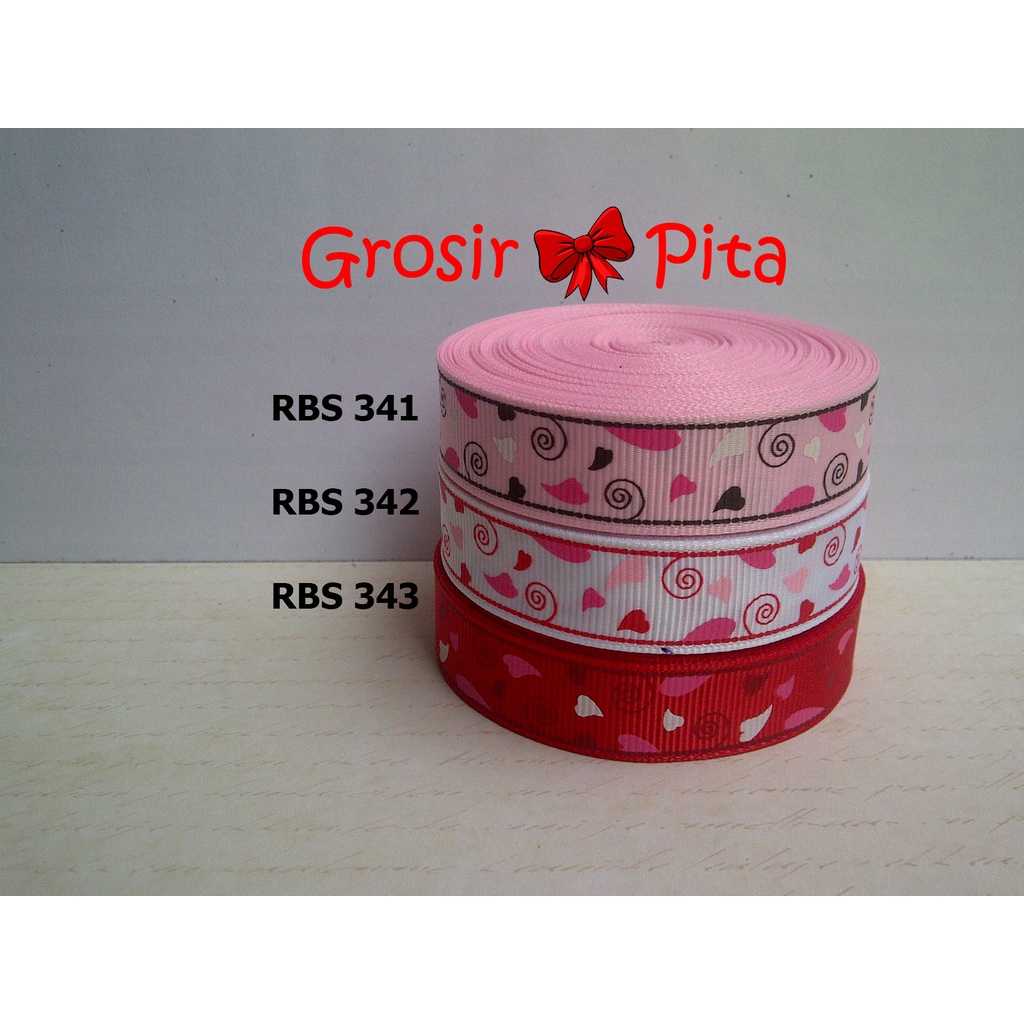 

(25 yard) Pita Grosgrain Motif Love RBS 341,342,343 | Toko Bahan Craft | Grosir Pita