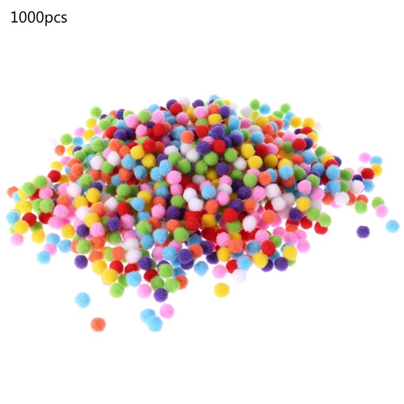 Mary 1000Pcs Pompom Kerajinan Berbulu Bulat Lembut Warna Campur Pom Pom 10mm DIY Craft