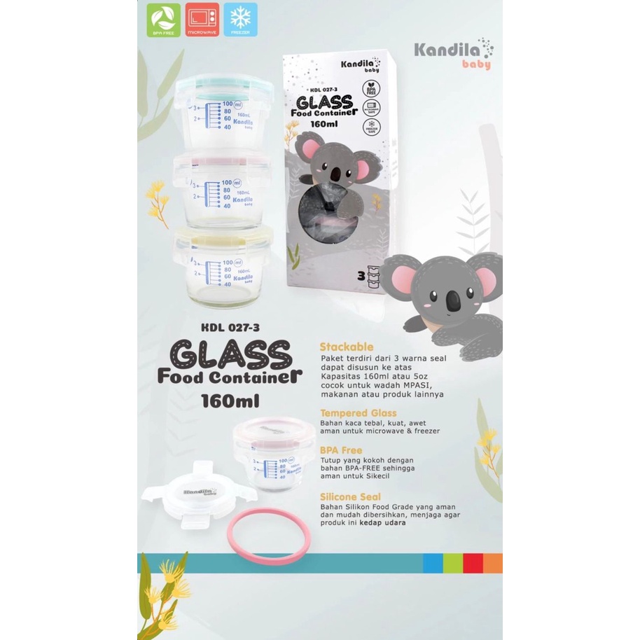 Castle - Kandila Baby Food Container - KDL - 027 // KDL027-2 // KDL027-3 - Glass Storage MPasi + penutup BPA FREE - Mangkok Kaca Tempat Makan Bayi - Food Container