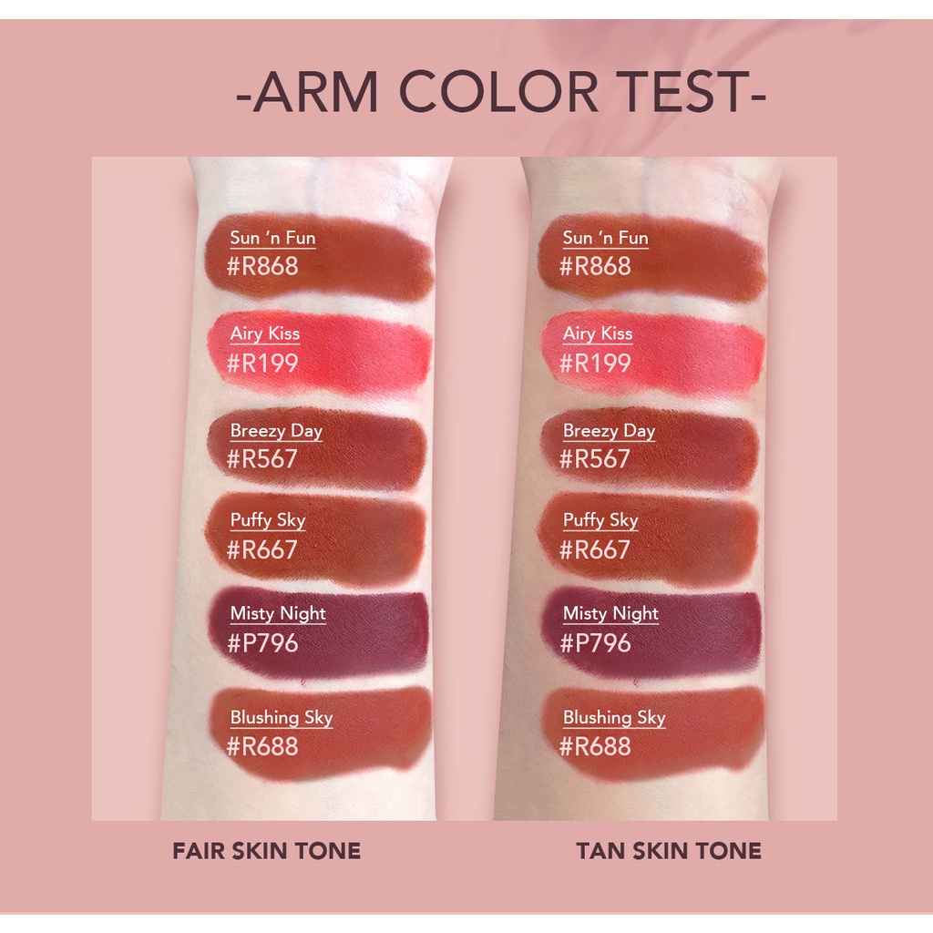 YOU Cloud Touch Fixing Lip Tint | Soft Velvet Finish Lip Stain | Korean Style Lipstik Bibir | Melembapkan Tahan Lama liptint with Ceramide - CO