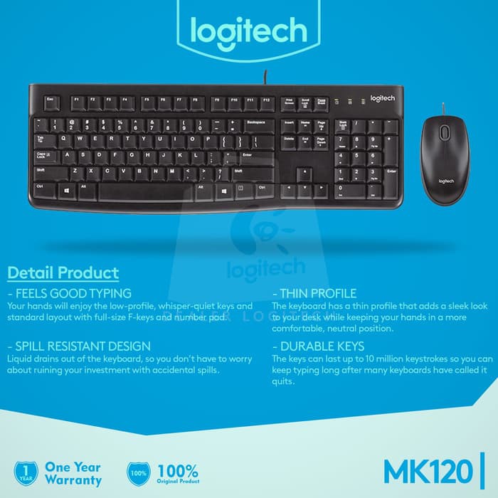 Keyboard Mouse Logitech MK120 - Logitech MK-120 Keyboard + Mouse USB