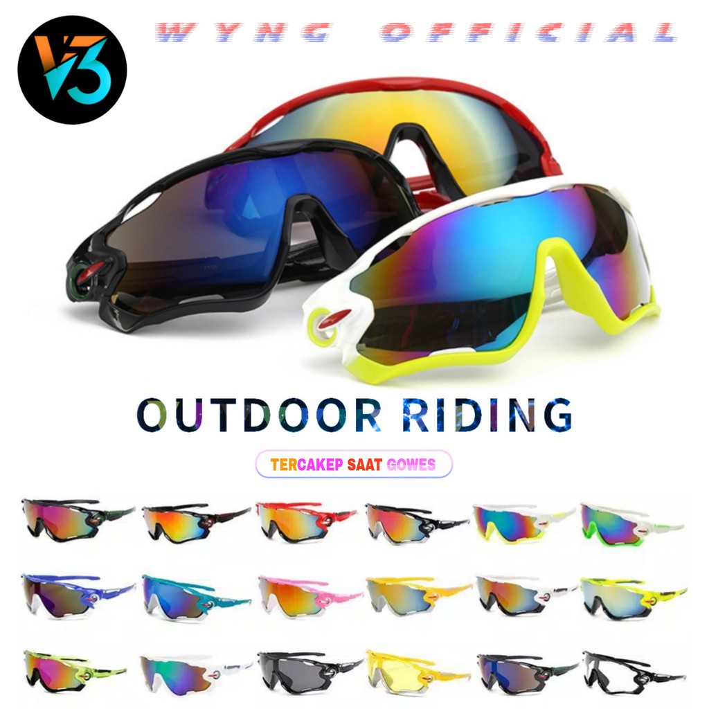 V3 Kacamata Sepeda Anti-UV Sun Shade Full-frame Cycling Glasses Eyewear