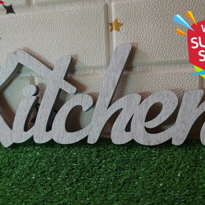 Kurnia Art Shoop Tulisan Kitchen Huruf Kayu Hiasan Dinding Dapur - Putih
