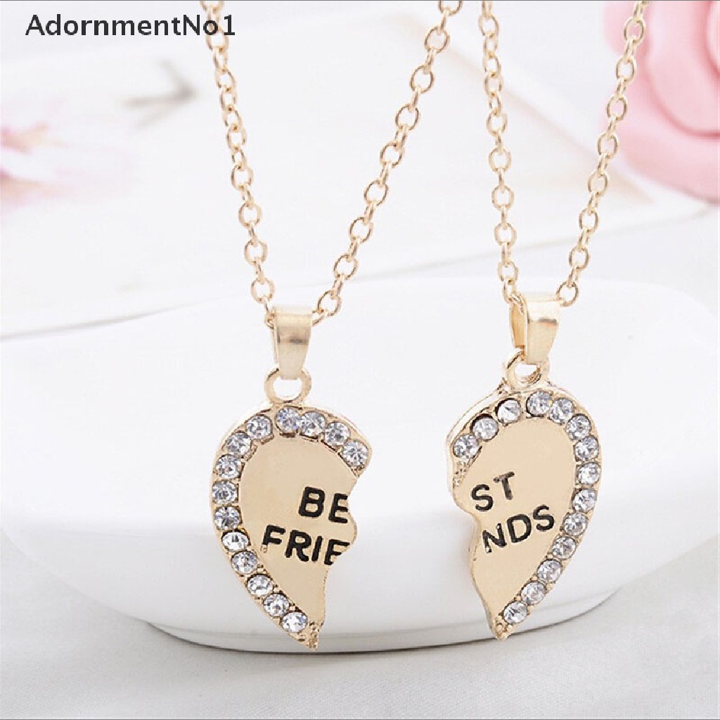 (AdornmentNo1) Kalung Rantai Dengan Liontin Hati Motif Tulisan Best Friend Untuk Wanita