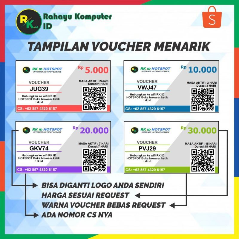 Voucher Print Paket Wifi RT/RW Net siap Jual Shopee