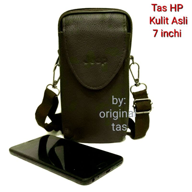 Tas HP Kulit Asli import(up to 7 inchi)Sarung HP Kulit Tas selempang kulit