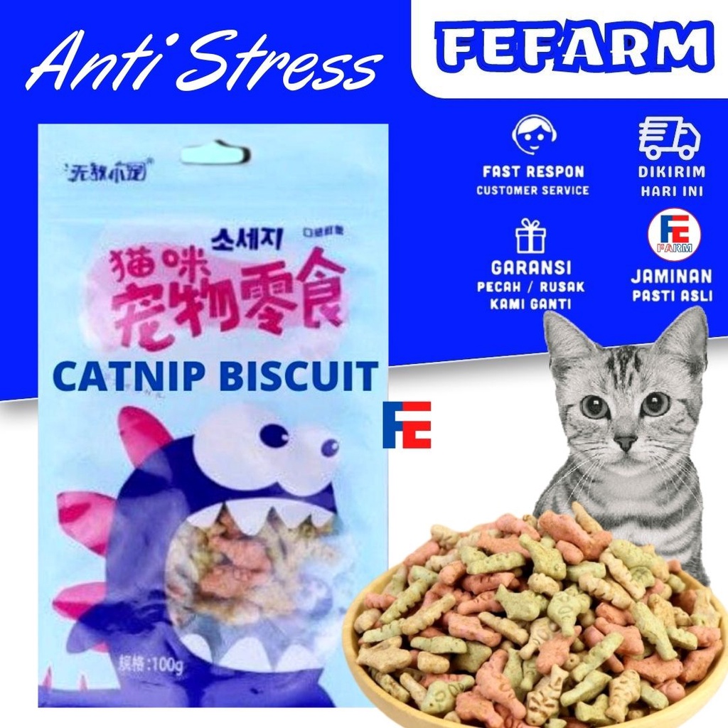 Snack Kucing Frieskies Catnip Biscuits Anti Stress Kucing FEFARM