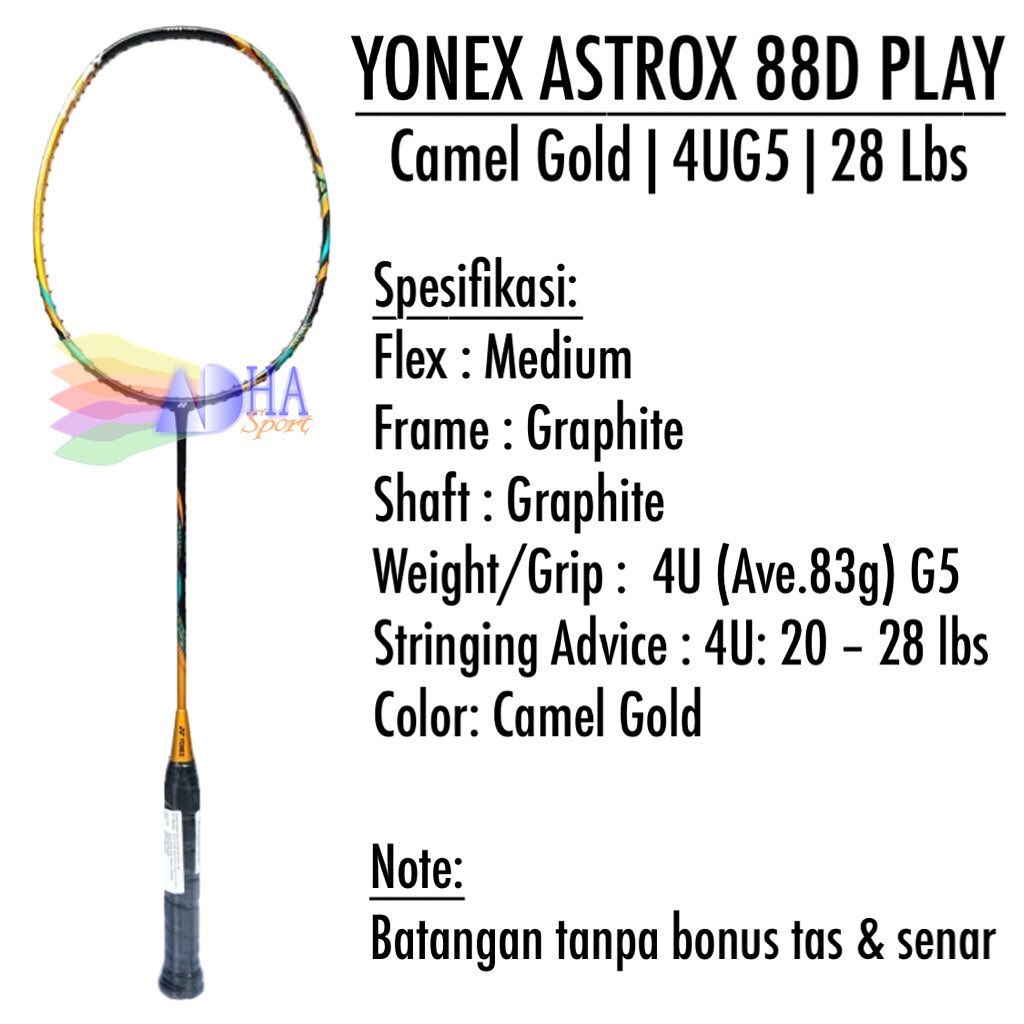 Raket Badminton Yonex Astrox 88D / 88 D Play Camel Gold Original Bulutangkis Store Surabaya Adha Spo