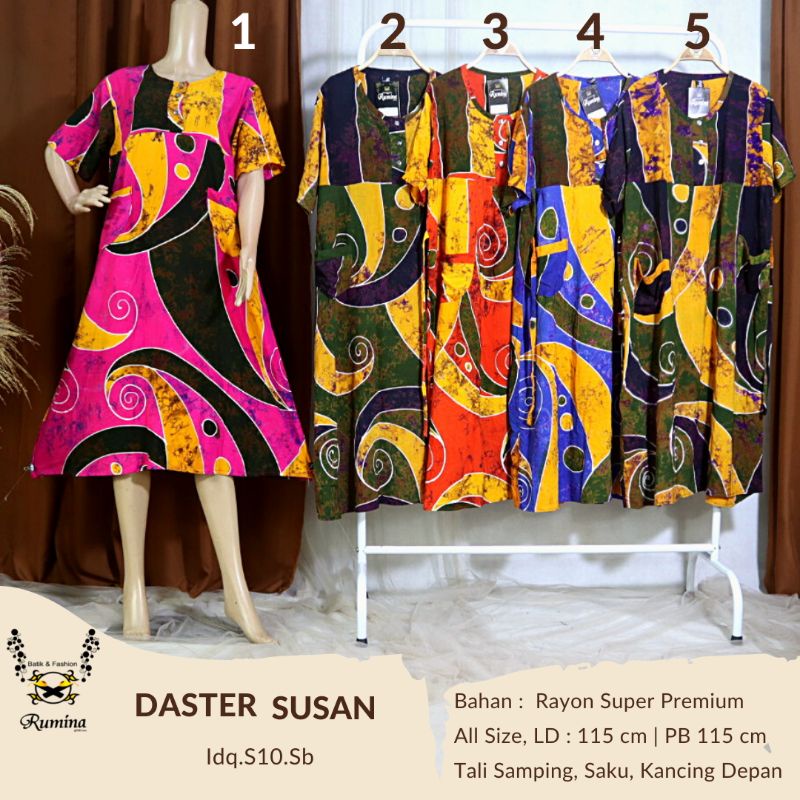 DASTER SUSAN KANCING BAHAN RAYON SAMITEX / SANTUNG ADEM SUPER LEMBUT ORI BY RUMINA BATIK PEKALONGAN