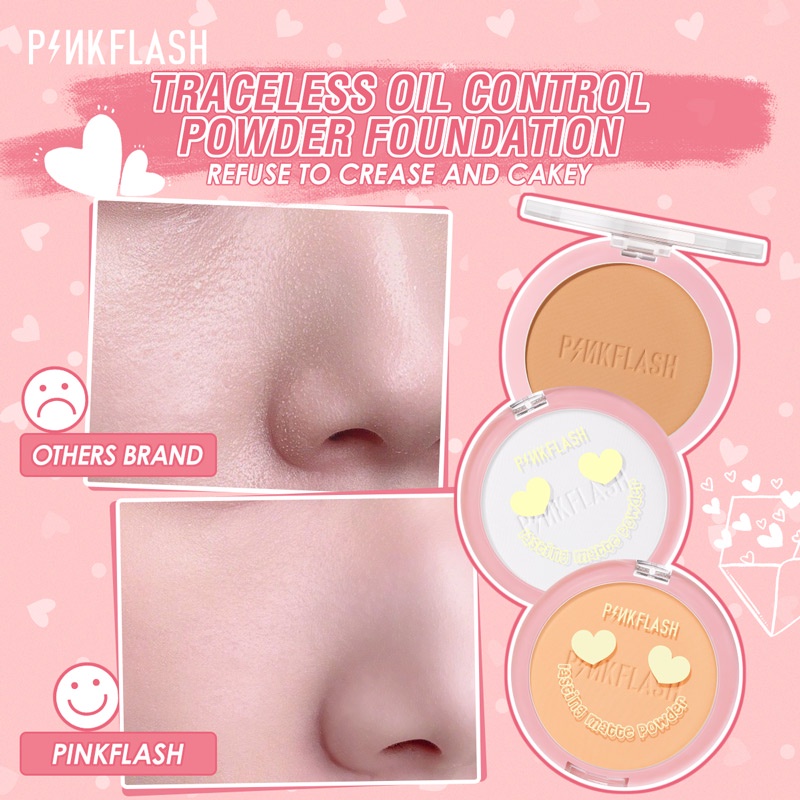 PINKFLASH Pressed Powder Long-lasting Matte Lightweight Oil Control Bedak Padat #OhMySelf