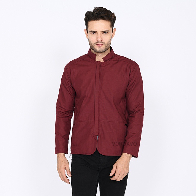 Vordavo Jasko  Jas Jaket Koko Pria Premium Slim Fit Maroon