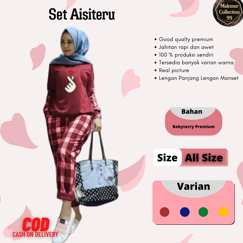 Setelan Wanita Kekinian Set Aishiteru Jumbo Set Olah Raga Wanita Matt Babyterry Good qualty premium