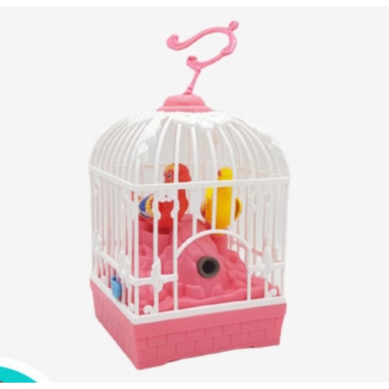 Mainan bird cage 2in1 burung berkicau dengan bubbles