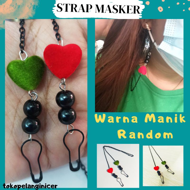 Strap masker mutiara love kalung masker Tali Masker Korea Kalung Masker  Rantai Masker Mutiara