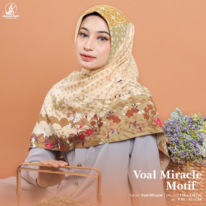 Umama Scarf - Kerudung Motif Segi Empat Voal Miracle Motif Lc