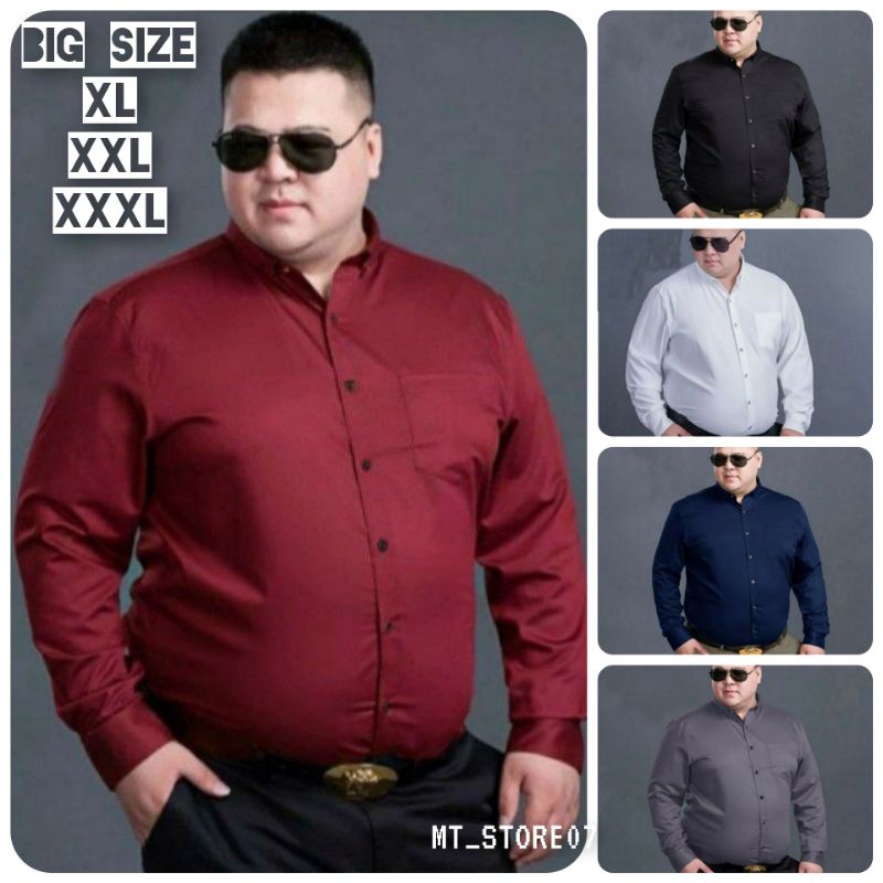 Jual Big Size Jumbo Kemeja Polos Pria Jumbo Lengan Panjang Kantor Formal Casual Size Xl Xxl