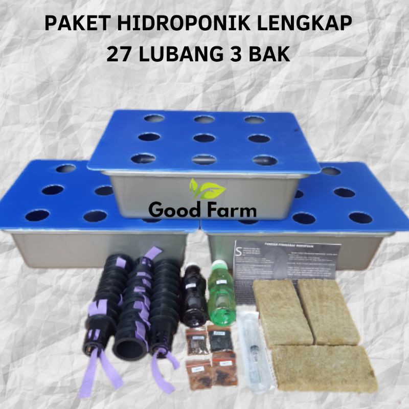 PAKET HIDROPONIK 27 LUBANG 3 BAK | SET HIDROPONIK | HIDROPONIK PEMULA | KIT HIDROPONIK | HIDROPONIK