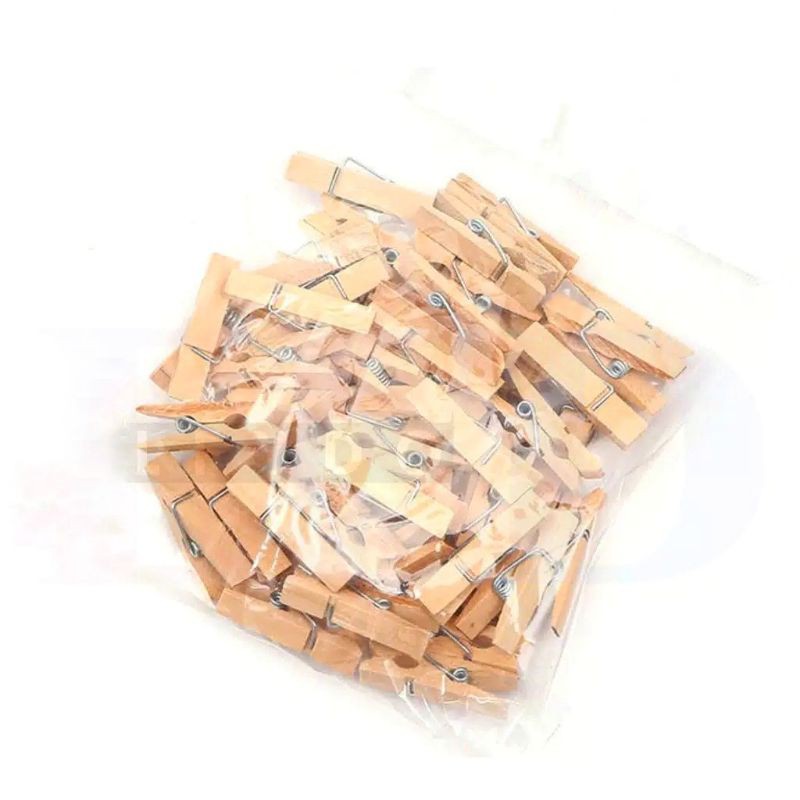 Klip Jepit Foto Mini Bahan Kayu Uk. 35mm Wooden Clip Pack Isi 50pcs perpack Murah