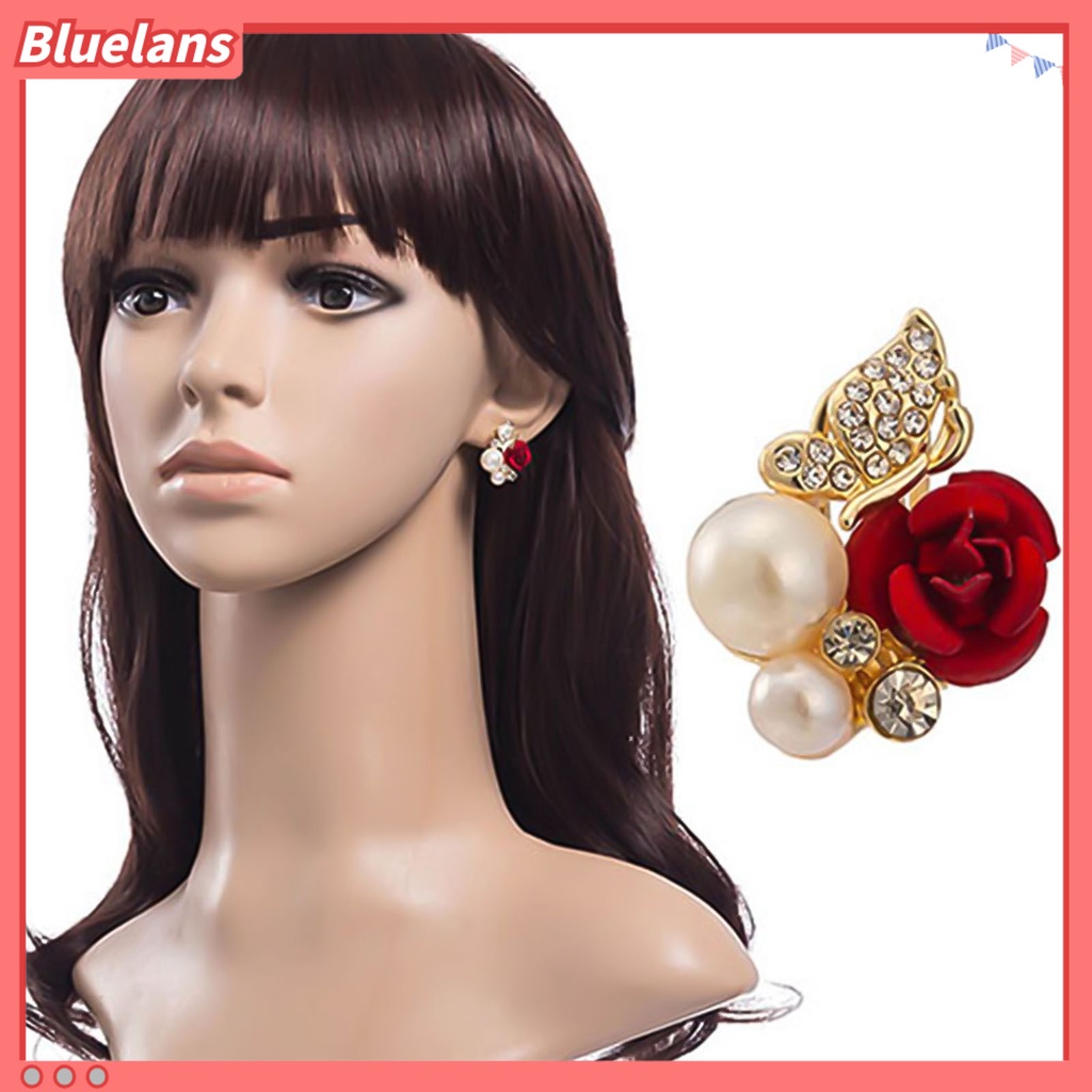 Anting Stud Untuk Hadiah: Model Gantung Mutiara Kubik Zirkon Imitasi Warna Emas Merah Bahan Logam