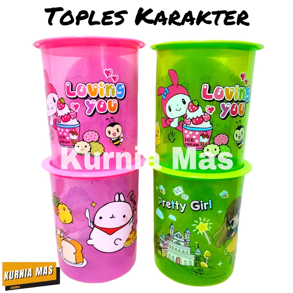 Toples Plastik Bulat Motif Toples Kue Lebaran Toples Karakter Lucu Frenzy 11 CM