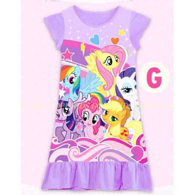 DRESS ANAK IMPORT MURAH BAJU TIDUR DASTER KATUN PRINTING MY LITTLE PONY PURPLE