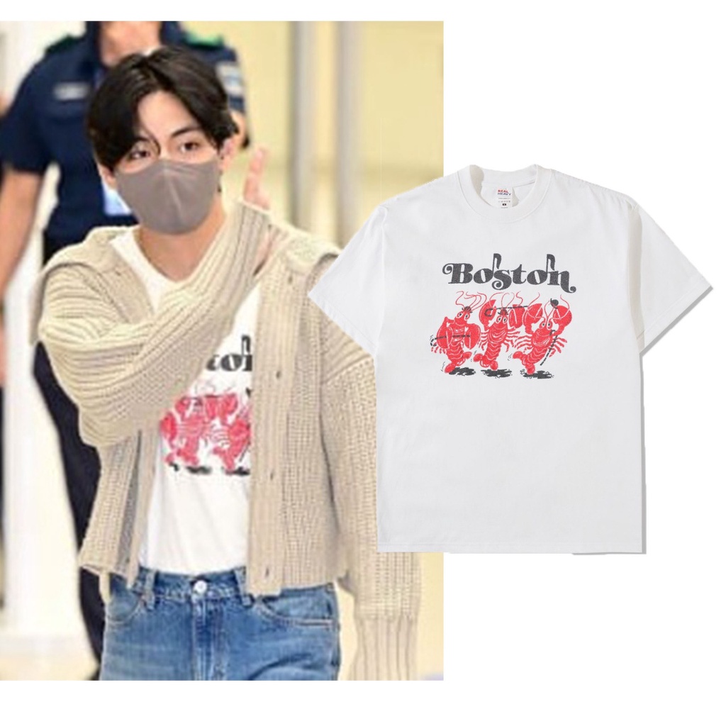 Kaos Bangtan taehyung V Boston 3 udang merah