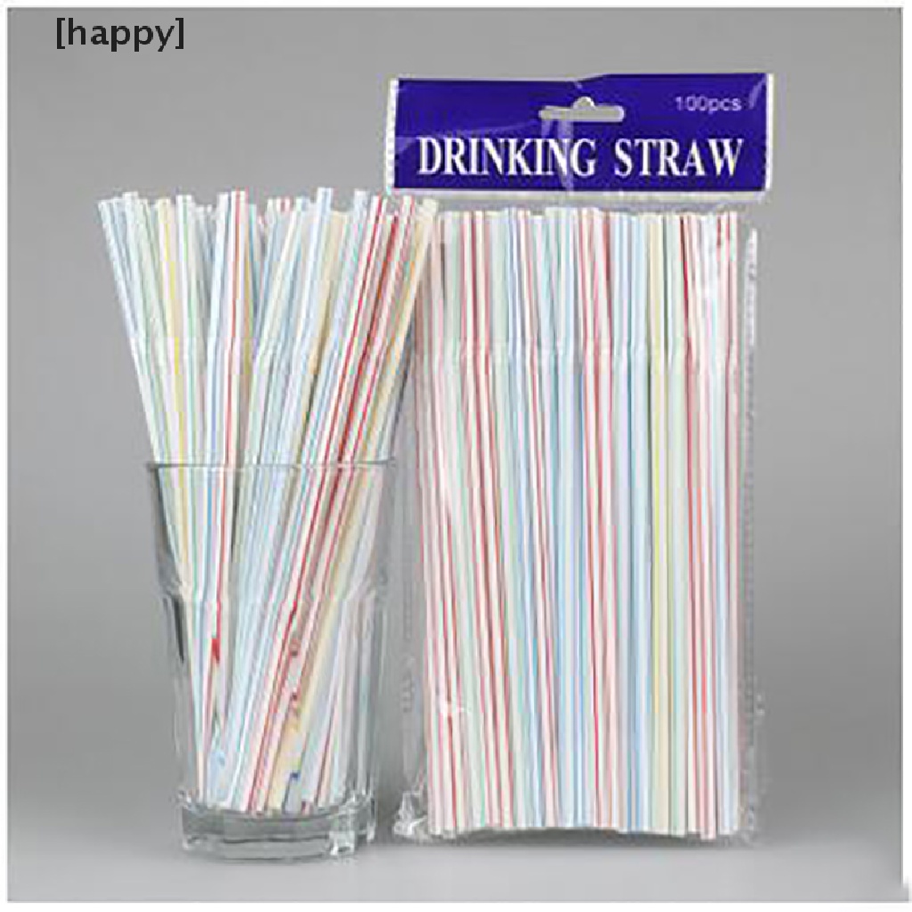 100 Pcs / Set Sedotan Minum Cocktail Bahan Plastik Untuk Pesta Ulang Tahun Pernikahan