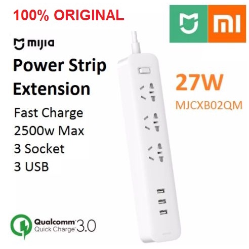 XIAOMI Mijia Power Strip 3 Holes + 3USB 27W Fast Charging Original100%