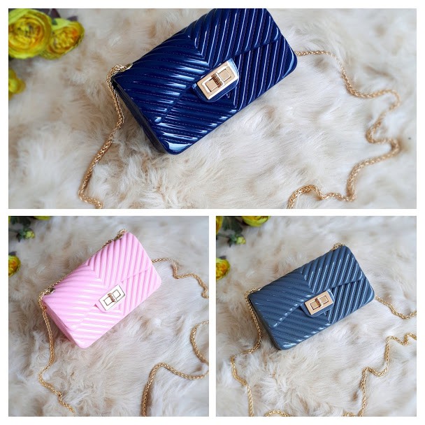 BISA COD Tas slempang/tas jely chevron/tas import/tas murah/tas wanita best seller