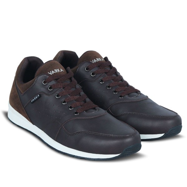 Sepatu Sneaker Pria Terbaru V 615 Brand Varka Sepatu Kets Olahraga joging running lari Warna Coklat.