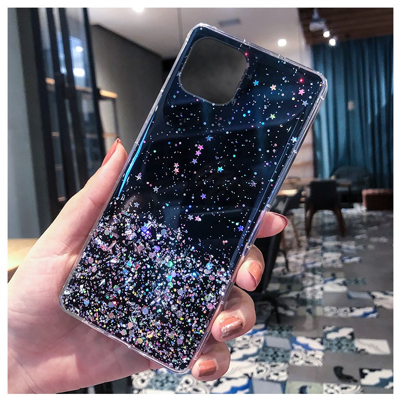 Soft case TPU Transparan glitter pearlescent cover iPhone 13 12 11 Pro Max XR X Xs Max 6 6s 7 8 Plus