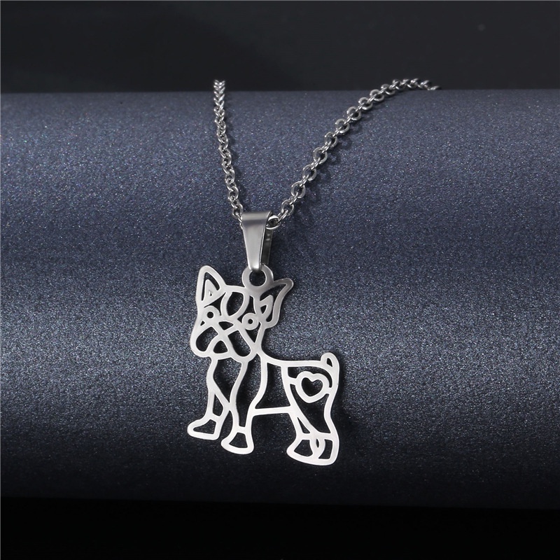 Baru Hollow Hewan kalung wanita sederhana trendi stainless steel anjing liontin klavikula rantai orn