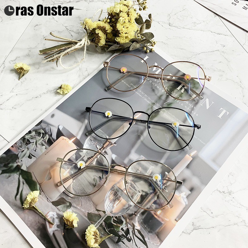 【Bayar di Tempat】100% Anti Blue Kacamata Retro Bundar Eyeglasses Wanita Kacamata Fashion Retro Frame-2