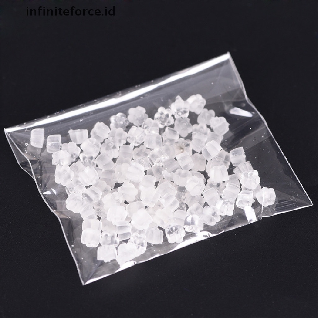 (Infiniteforce.Id) 100pcs Stopper Anting Tusuk Bentuk Bunga Bahan Karet Silikon