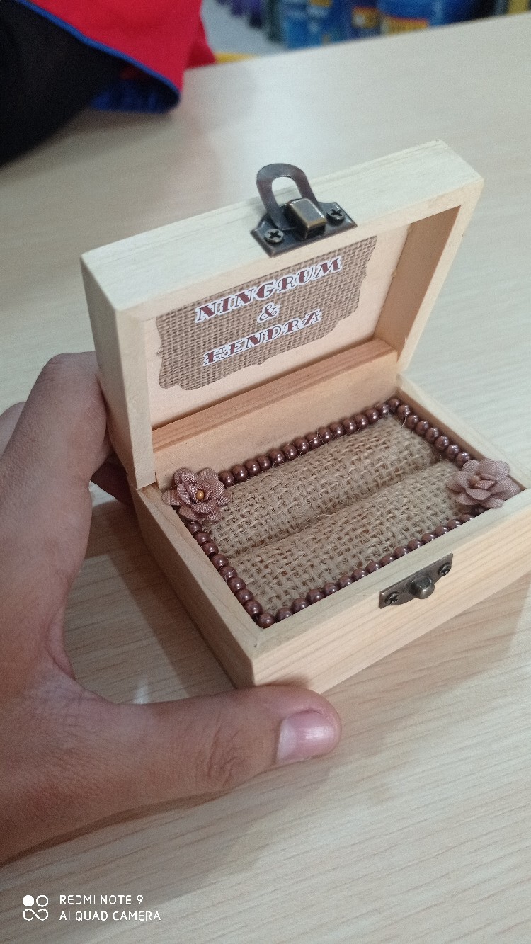 Kotak Cincin Kayu Rustik Murah Buat Lamaran Pernikahan Khitbah Tunangan Mahar Mas Kawin Seserahan