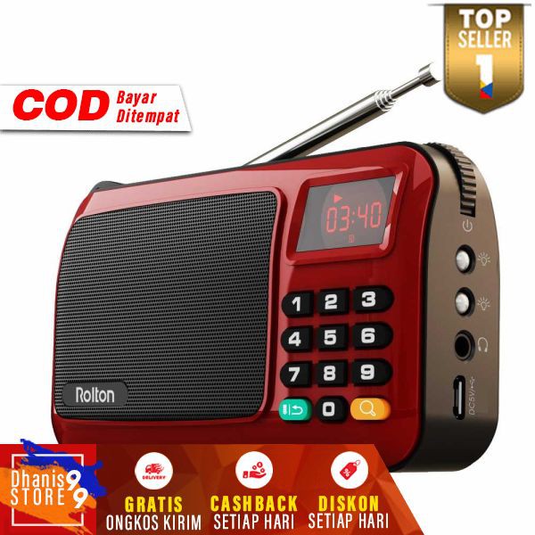 Rolton W405 Portable FM Radio Player TF Card Murah Speaker Radio Digital Pemutar Suara Jernih