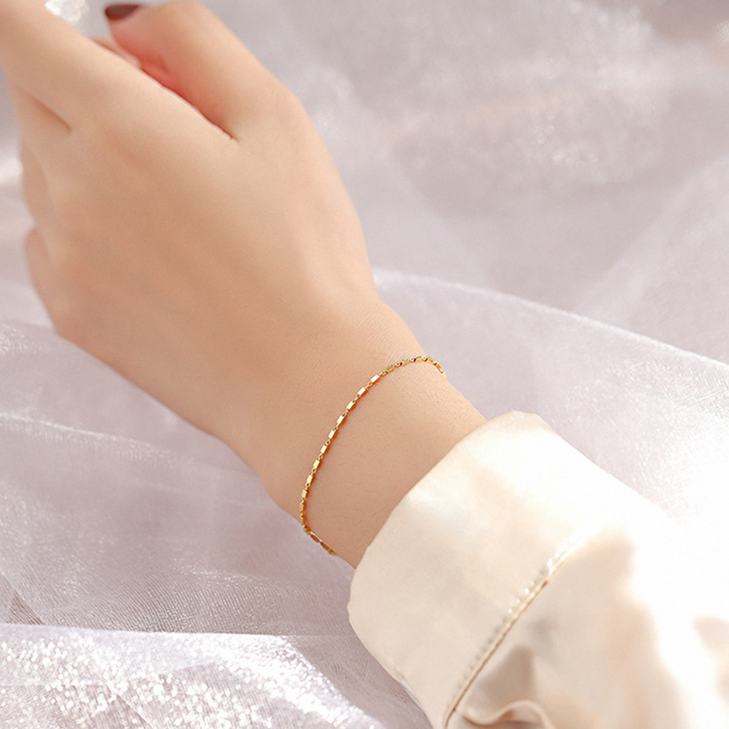 Gelang Manikmanik Warna Gold Gaya Minimalis Tipis Untuk Priawanita