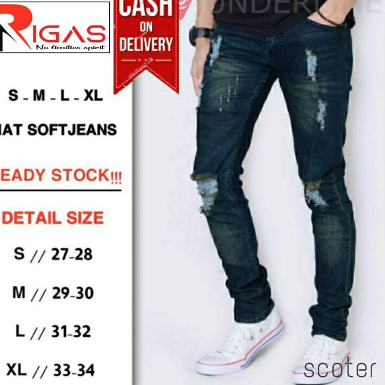 Tunggu apalagi? Celana Levis JEANS - S,M,L,XL,XXL - Biothing Hitam - Distro Ripped Hitam Panjang Jea