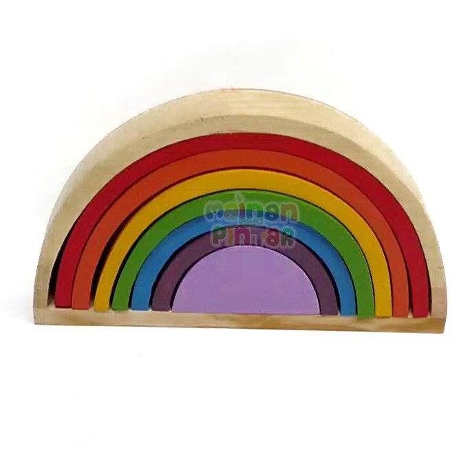 Balok Pelangi Pinus Warna - Rainbow Block - Mainan edukasi - Mainan Kayu Pintar