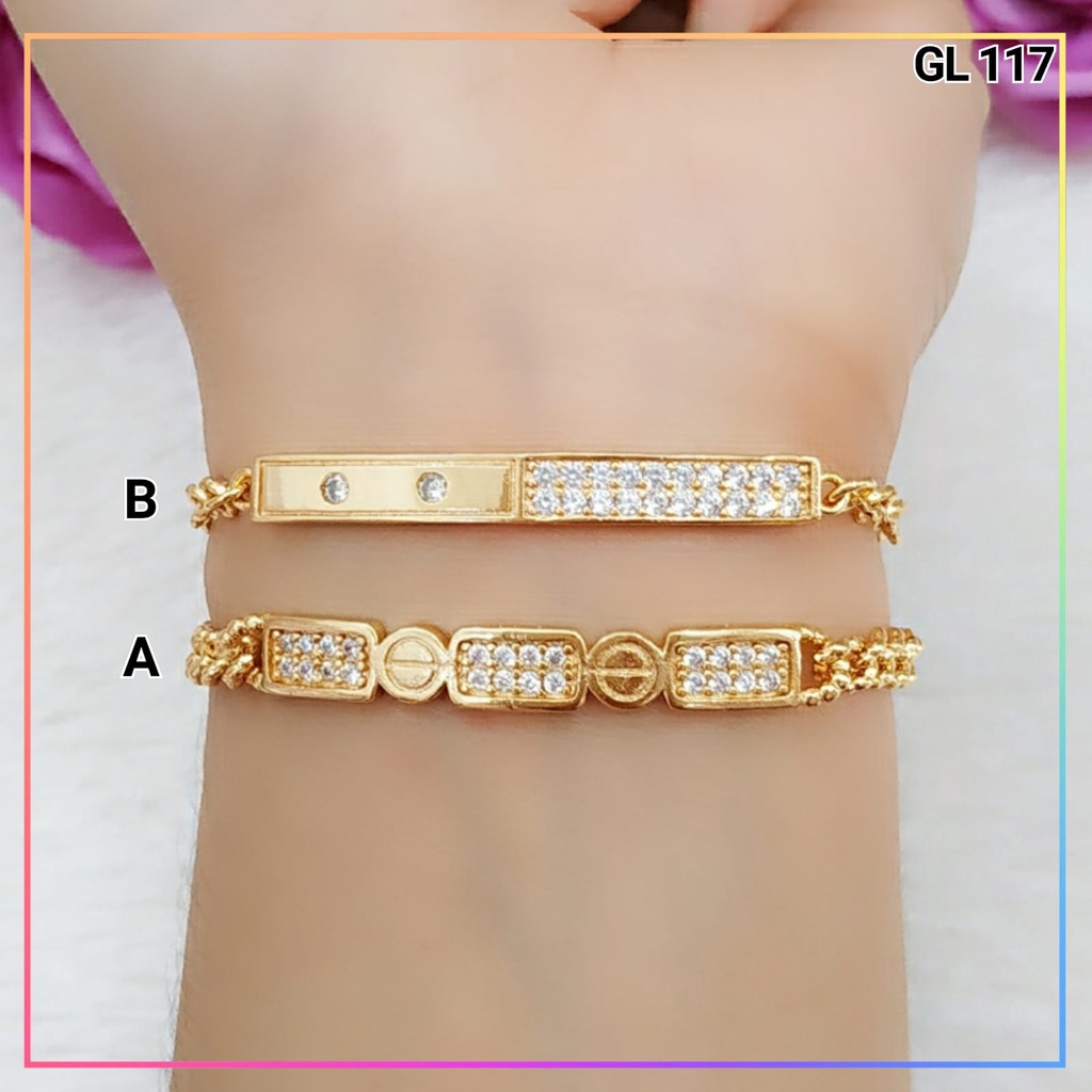 Gelang xuping gelang dewasa jurai rantai terbaru permata zirqon perhiasan lapis emas gold 18k GL 117