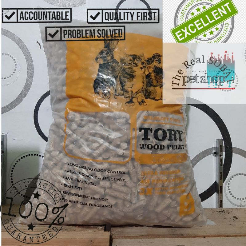 Tory Wood Pellet 5 Kg | Alas Litter Box Hewan | Pelet Kayu