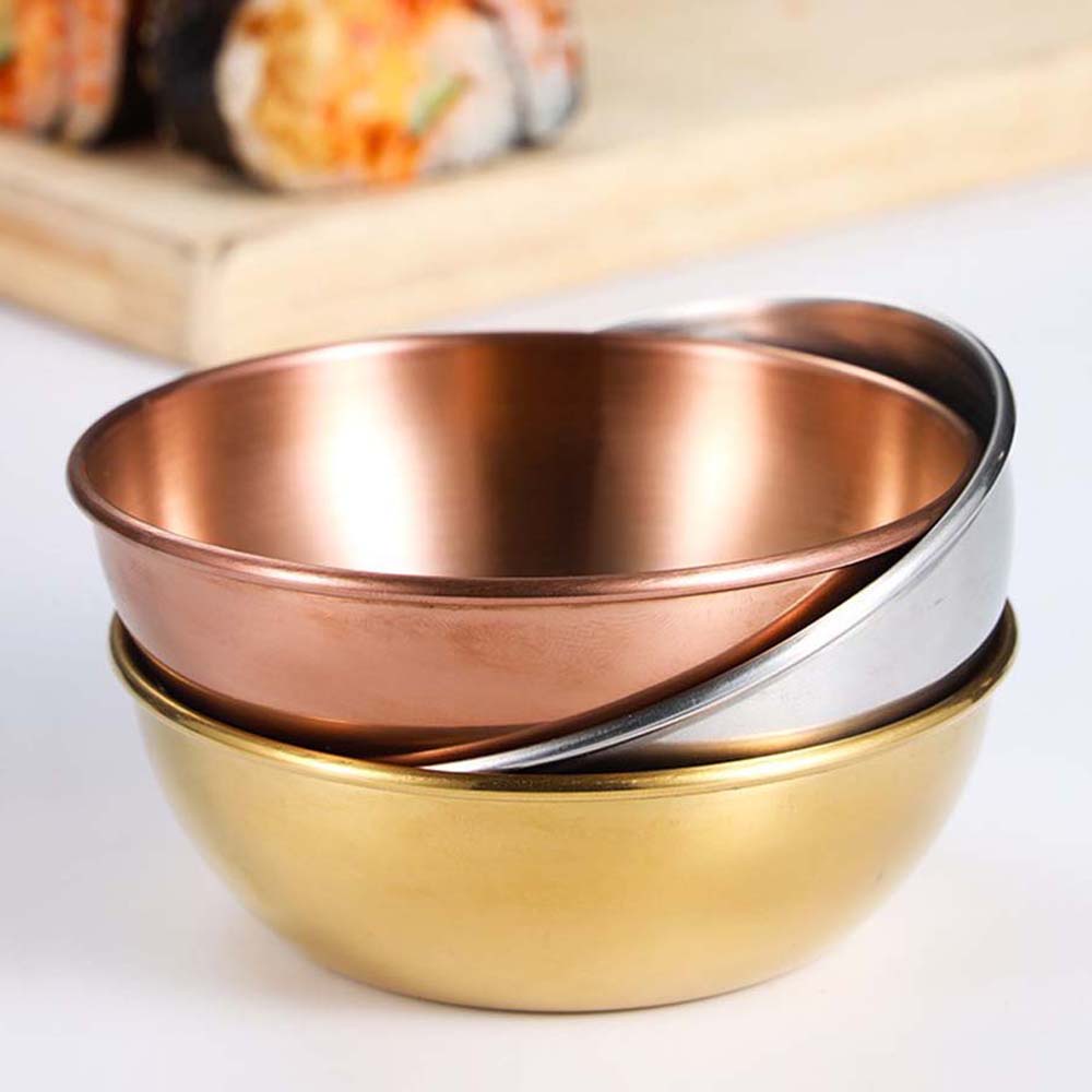 REBUY Durable Sauce Plate 1/4pcs Seasoning Dish Food Snack Dish Tableware Stainless Steel Kitchen Supplies Household Round Multipurpose Small Bowl/Multicolor