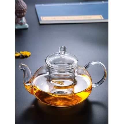 Teko Kaca Teh 400 Ml - Clear Glass Kettle Tea - Saringan Teh _Art