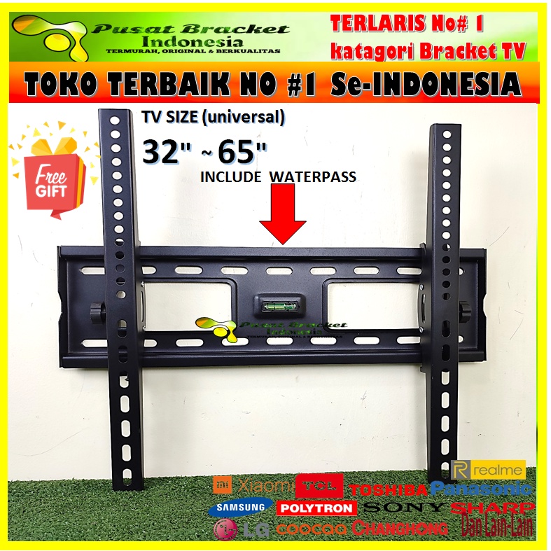 Garansi cocok!! Bracket tv 32&quot; s/d 60&quot; universal  60 55 50 49 43 42 40 32 inch SUPER TEBAL &amp; KOKOH!! cocok banyak merk TV include WATERPASS  bracket tv braket tv breket tv briket tv