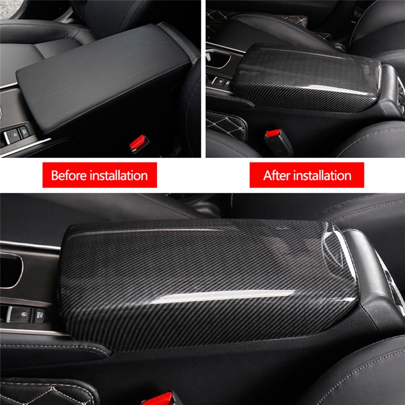 TK Carbon Fiber Central Control Armrest Cover Interior Decoration Hand Cushion For Honda Accord 10th 2018 - 2020