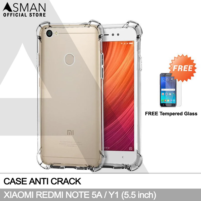 Anti Crack Xiaomi Redmi Note 5A &quot;Finger Print&quot; (5.5&quot;) | Soft Case Anti Bentur + FREE Tempered Glass