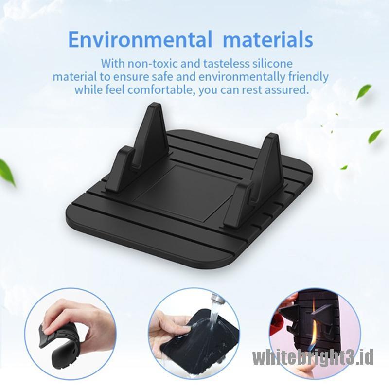 &lt; White3 &gt; Stand Holder Handphone Bahan Silikon Anti slip Untuk Dashboard Mobil