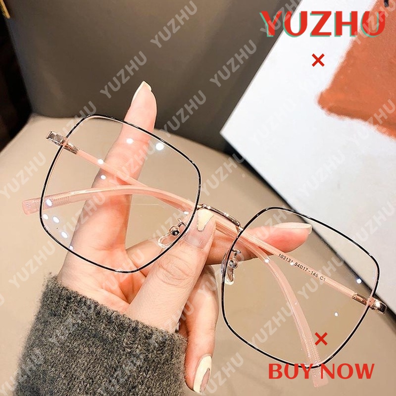 （YUZHU）COD INS Fashion Style Oversized Square Frame Kacamata Untuk Wanita Kacamata Anti Radiasi Untuk Wanita