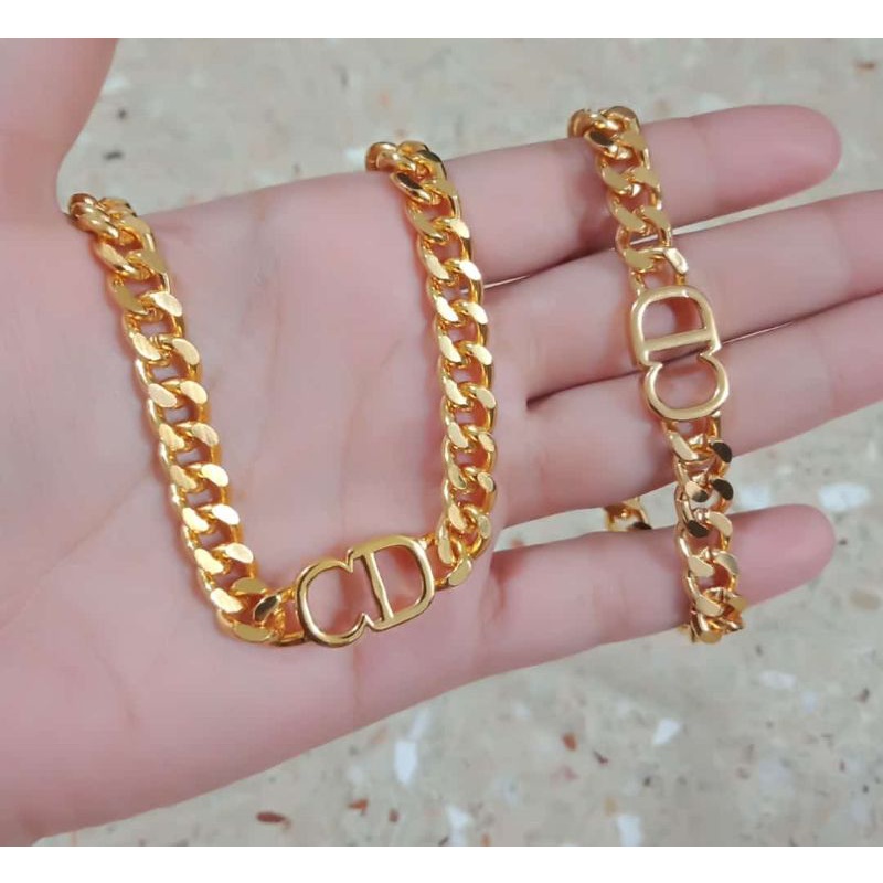 Fourfashion Set Kalung+Gelang Rantai CD Xuping Lapis Emas HH151